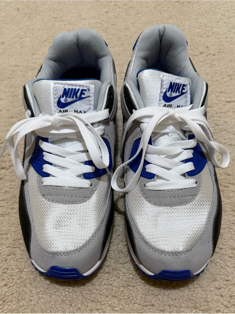 Nike Air Max Men's Athletic Sneakers in White, Gray & Blue